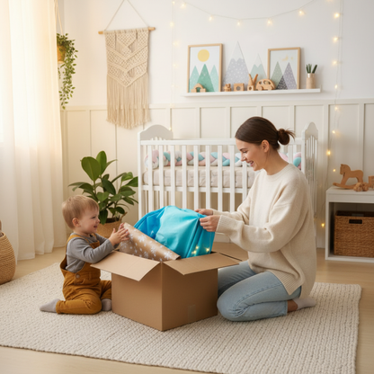 baldaquin lit deballage carton maman et enfant