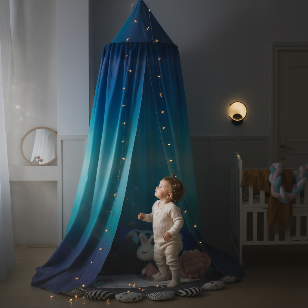 baldaquin lit tente enfant bleu degrade