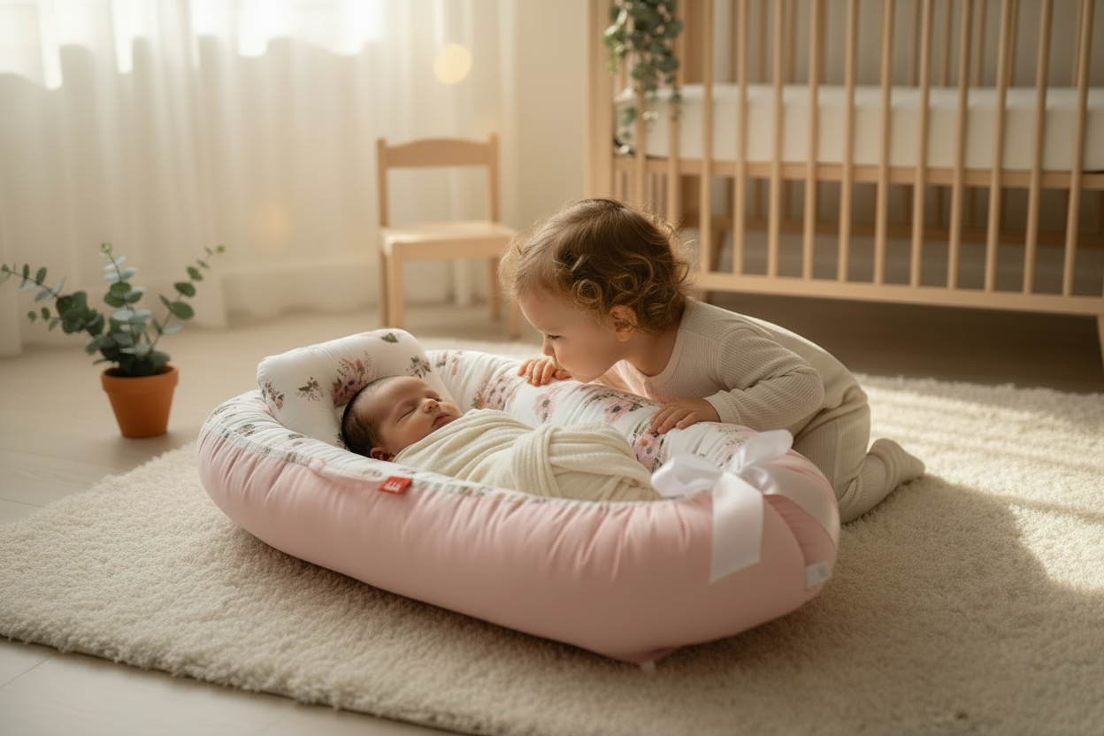 Couffin bébé COCOBLOOM™ design fleuri unique — espace élégant et sommeil paisible et sécurisé pour votre bébé