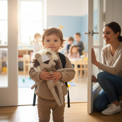 DOUDOU LION LIONOU™ Compagnon Protecteur - Peluche Doudou Bébé Enfant Beige - Cadeau Naissance Parfait
