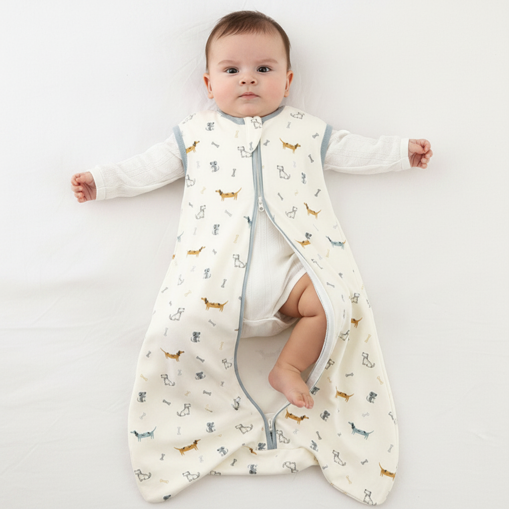 Gigoteuse bébé portée par un enfant allongé sur le dos.