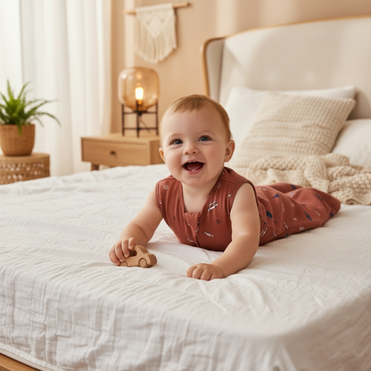 Gigoteuse bébé - Bébé jouant sur un lit