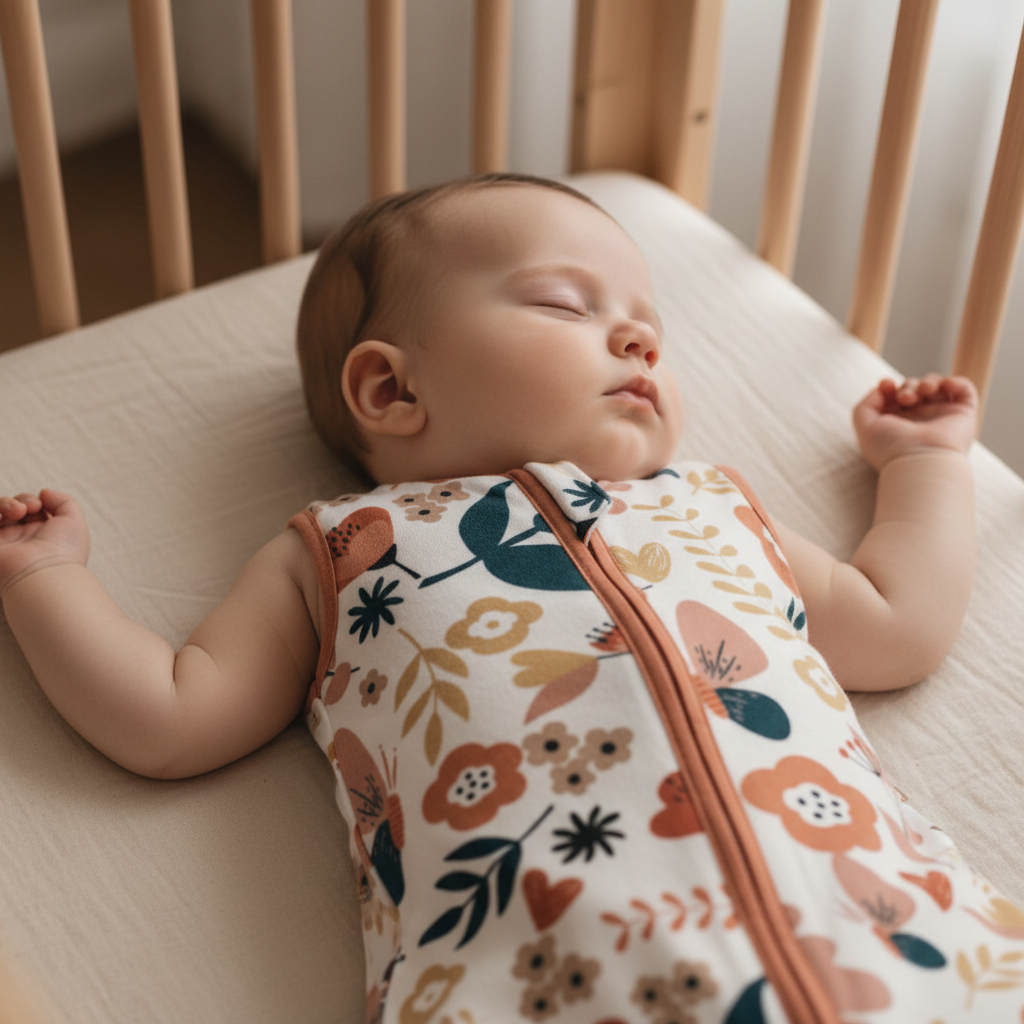 Gigoteuse bébé , gros plan d'un bébé endormi le portant dans son berceau.