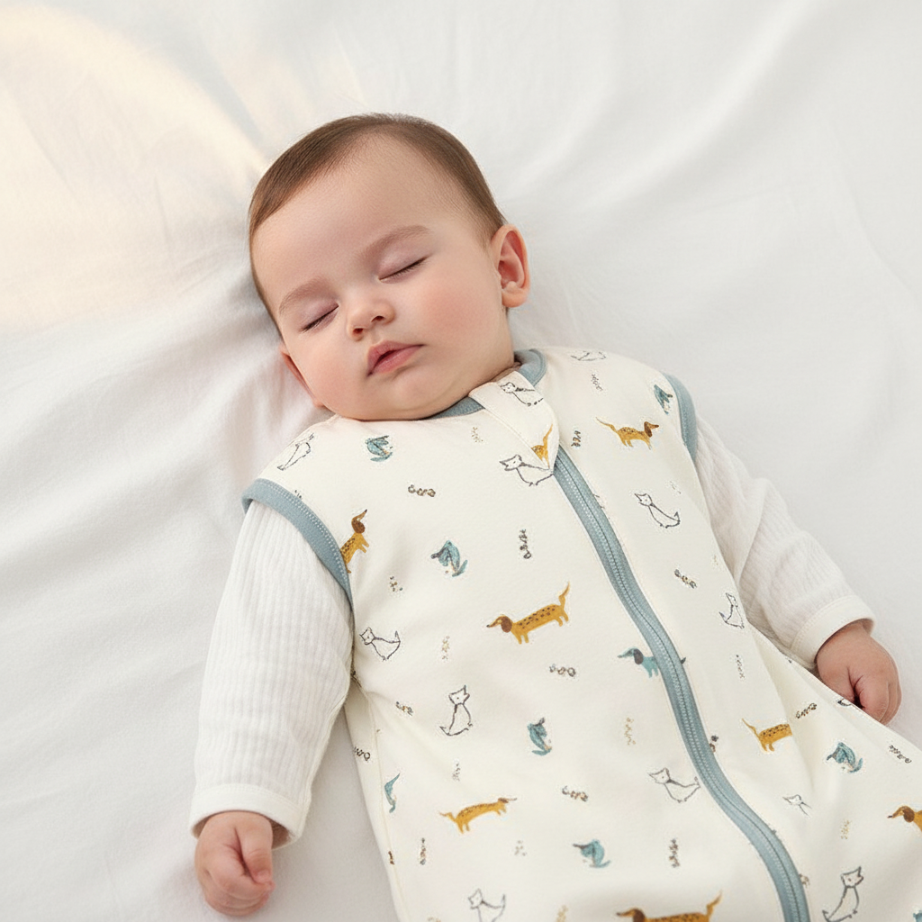 Gigoteuse bébé sur un enfant endormi en plan rapproché.