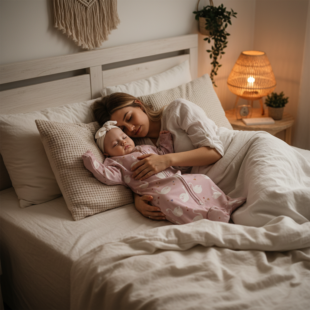 Gigoteuse bébé pour un sommeil sécurisé et paisible dans le lit parental.