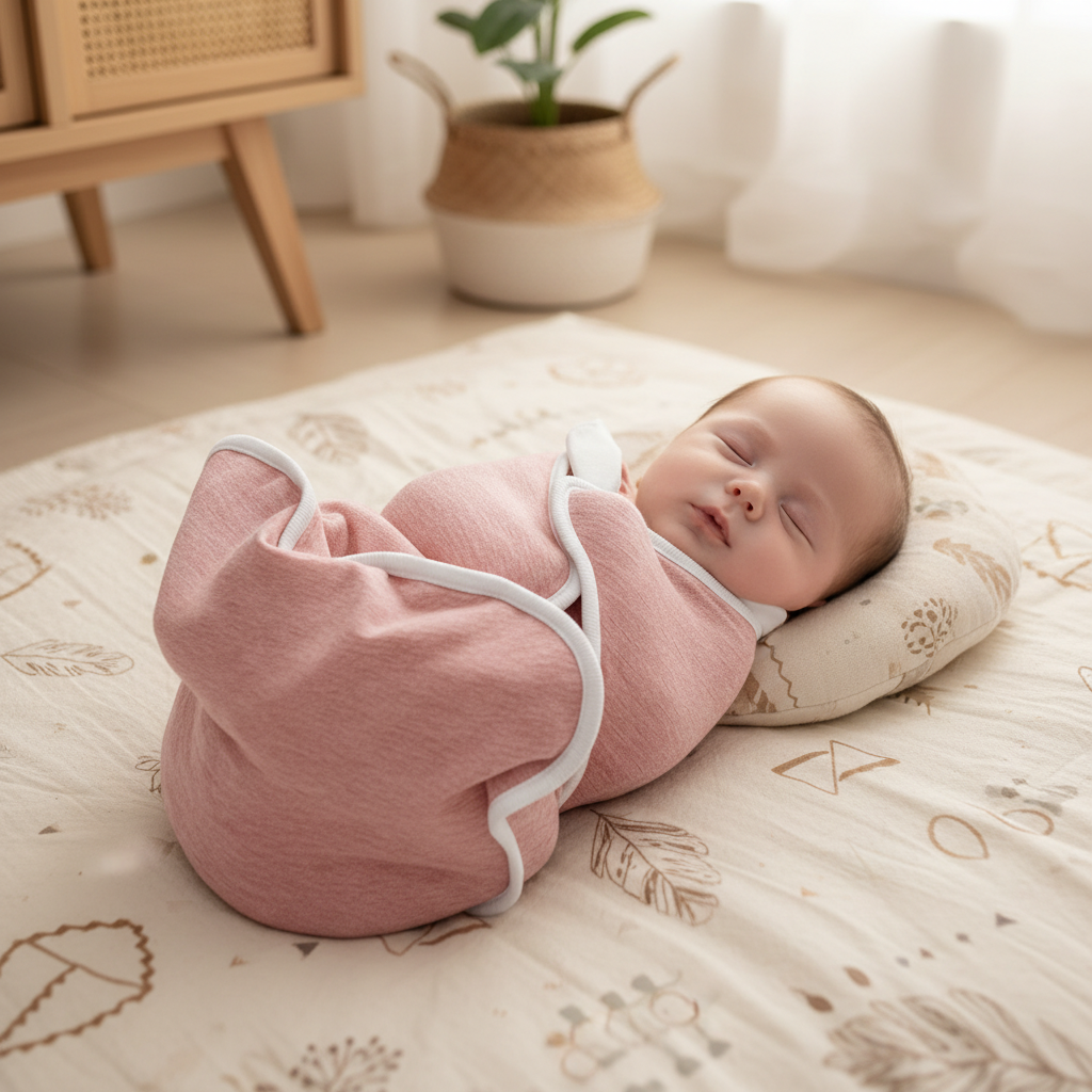 Gigoteuse bébé, vue latérale d'un nourrisson dormant paisiblement.