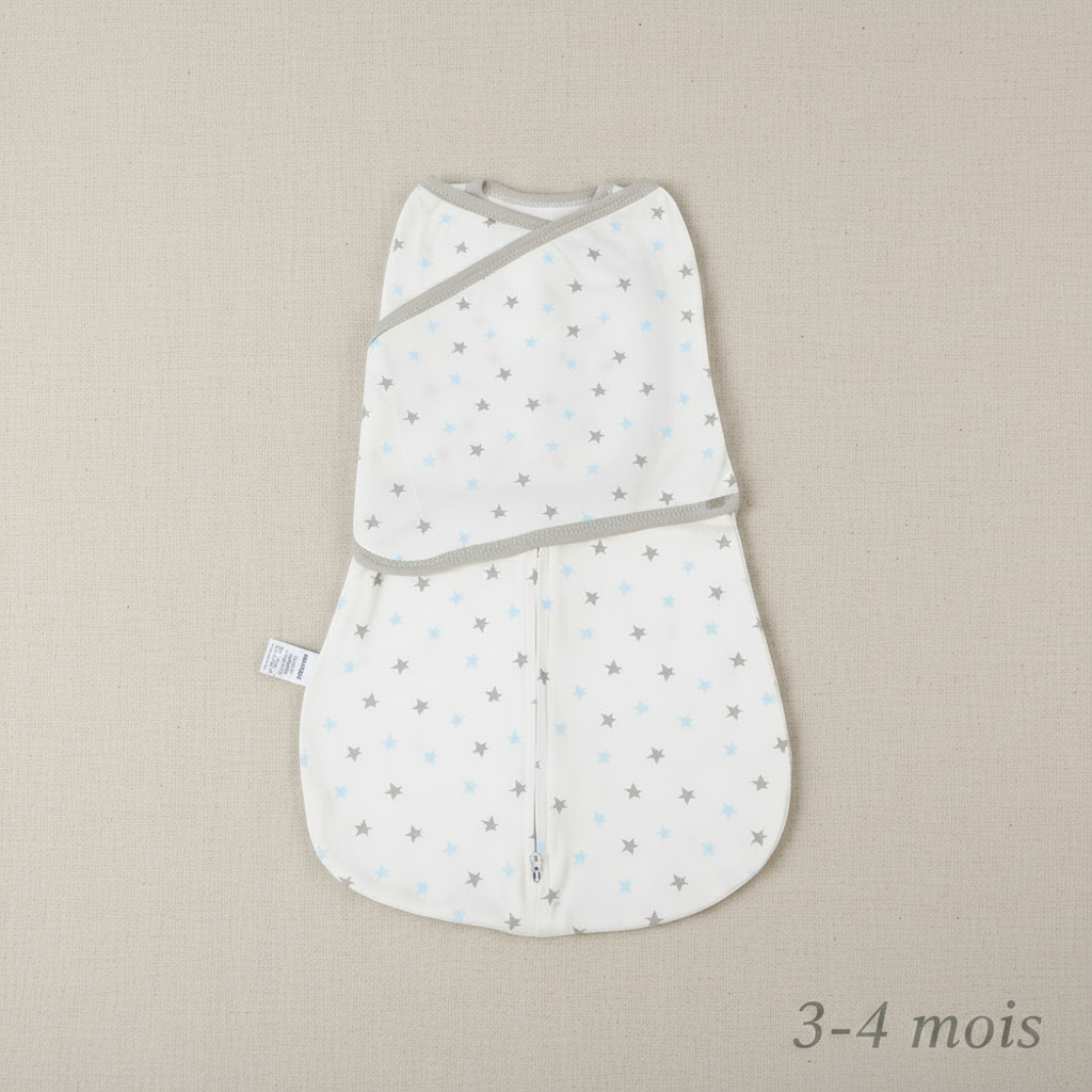 Gigoteuse d'emmaillotage disponible en taille 3-4 mois.