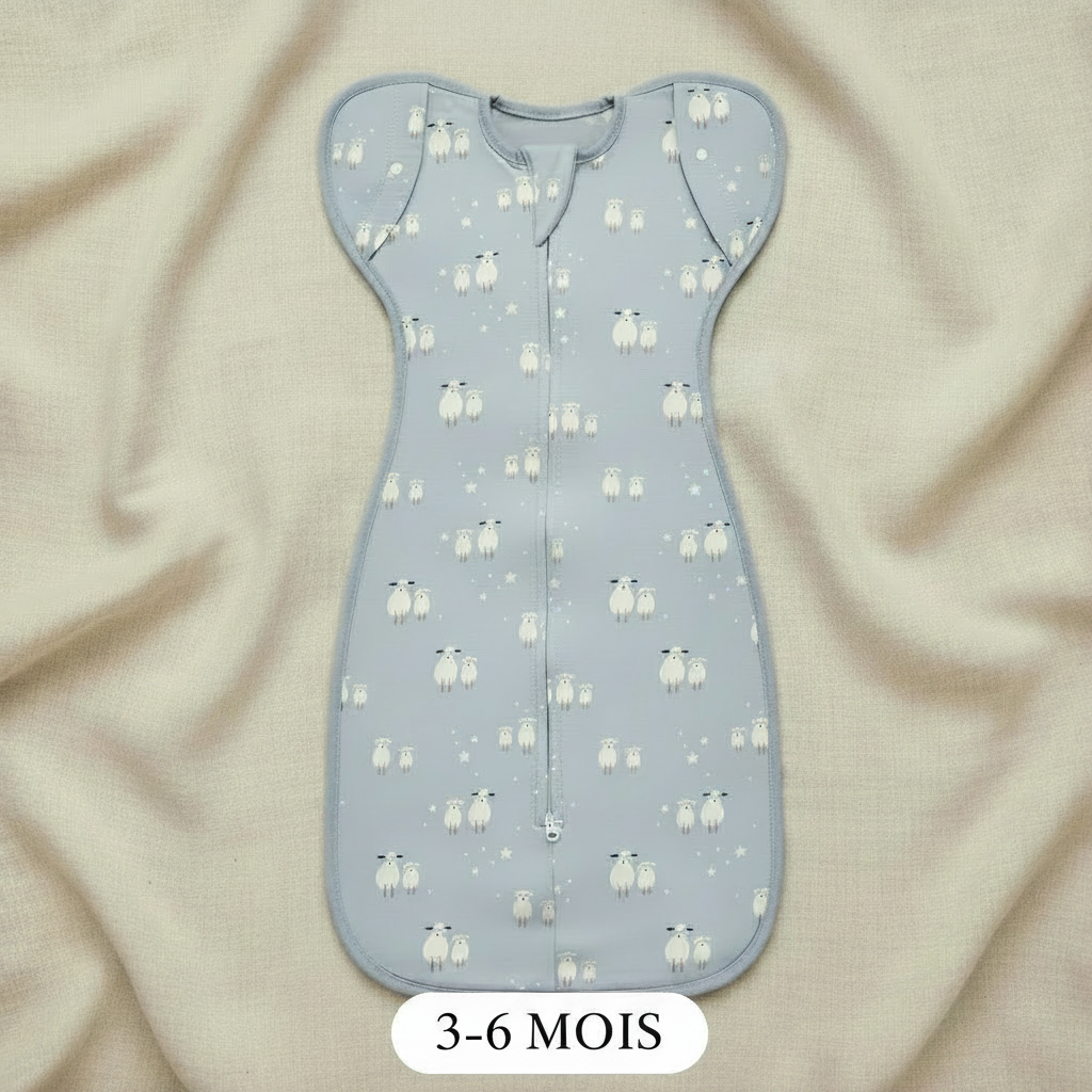 Gigoteuse en coton bio, taille 3 -6 mois, vue à plat.