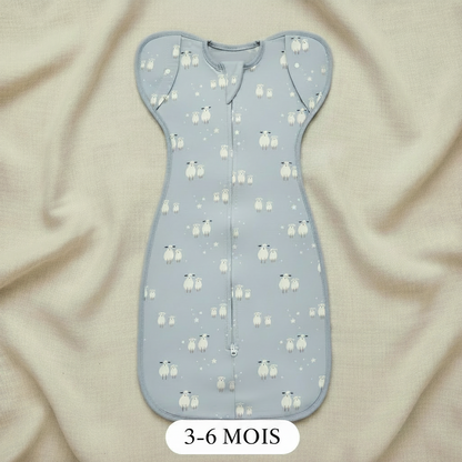 Gigoteuse en coton bio, taille 3 -6 mois, vue à plat.