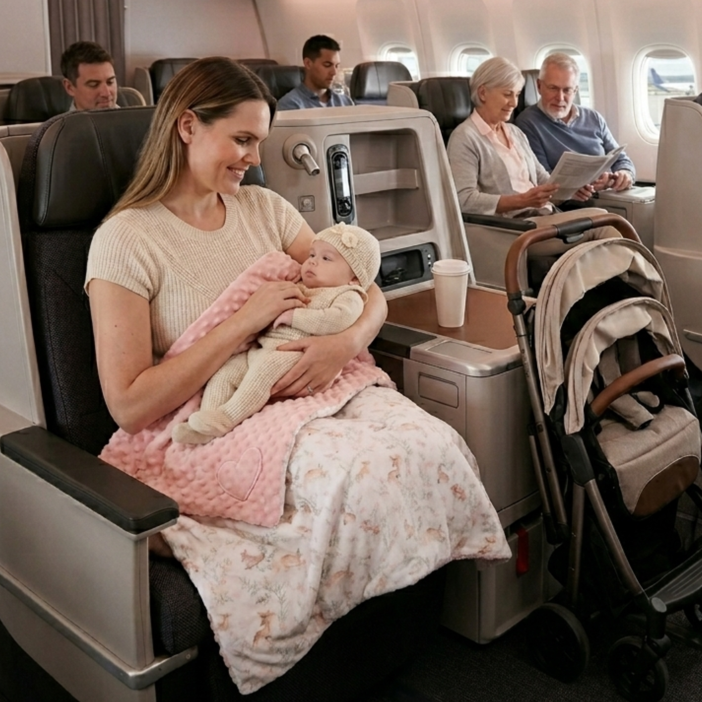 Lange bébé : couverture pratique pour voyager confortablement en avion.