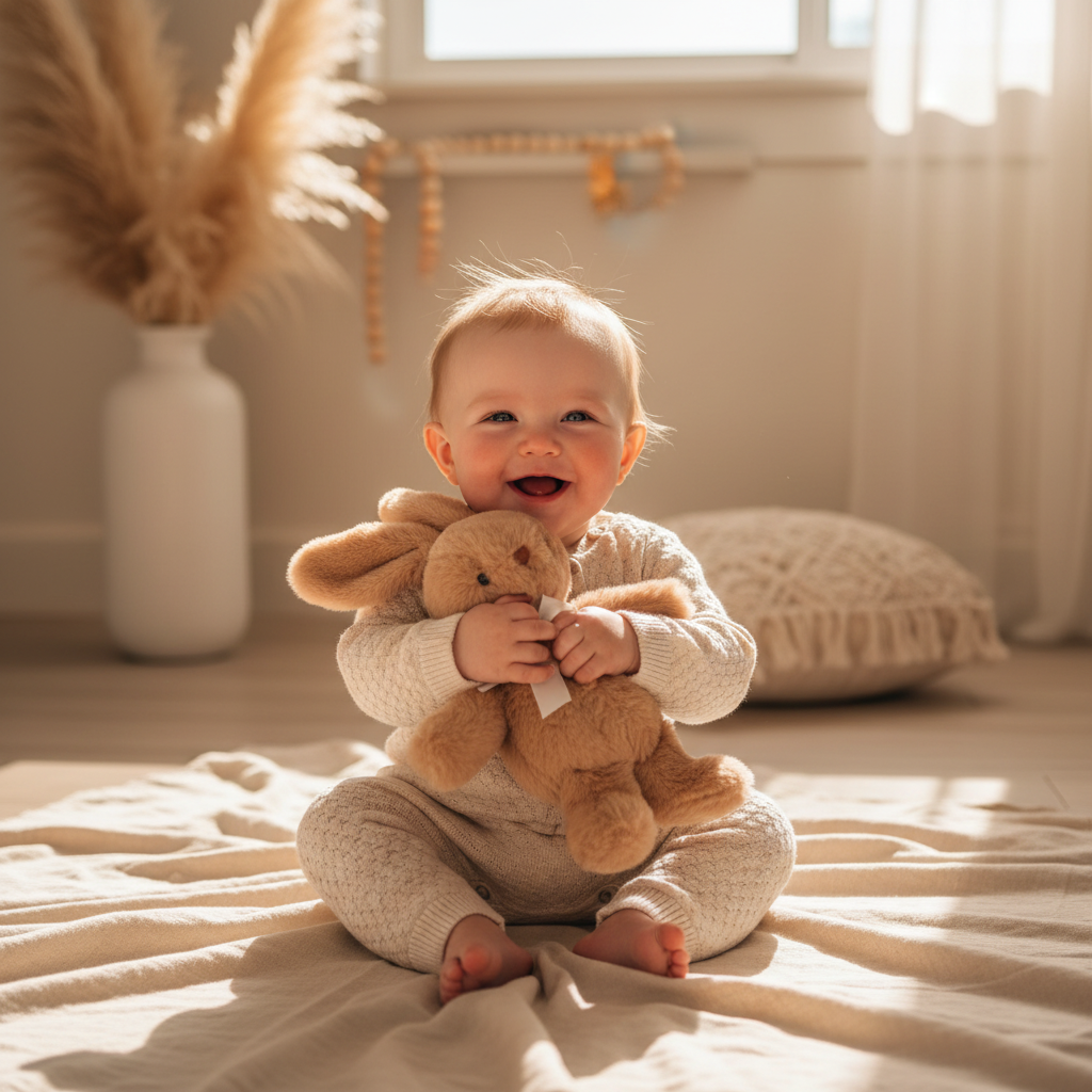 Peluche lapin FLUFFYN™ – bébé et son premier ami doudou