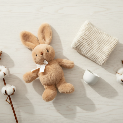 Peluche lapin FLUFFYN™ – flat lay style scandinave boho