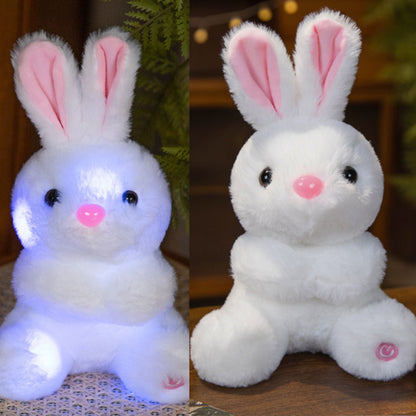 peluche veilleuse LUNIDOU™ couleur blanche avant et après lumière doudou bébé