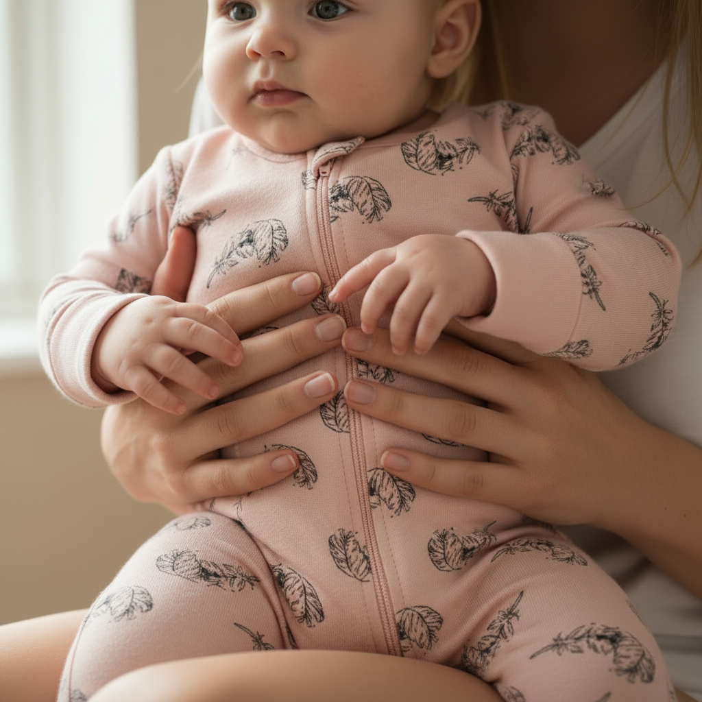 pyjama bébé fille PLUMOON™ combinaison plume rose tendre fermeture éclair coton doux 3-12 moi