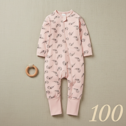 pyjama bébé fille PLUMOON™ taille 100 combinaison plume rose flat lay boho
