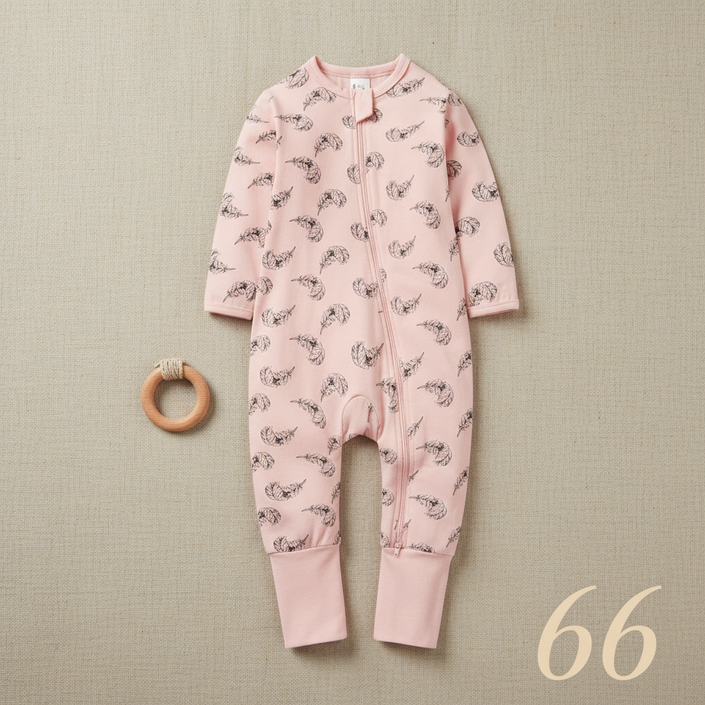 pyjama bébé fille PLUMOON™ taille 66 combinaison plume rose flat lay boho