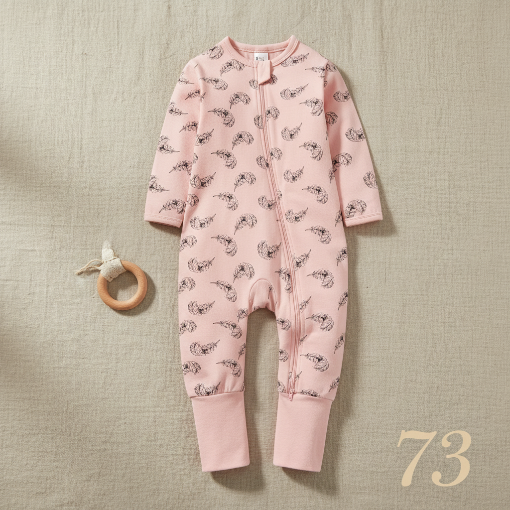 pyjama bébé fille PLUMOON™ taille 73 combinaison plume rose flat lay boho