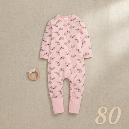 pyjama bébé fille PLUMOON™ taille 80 combinaison plume rose flat lay boho