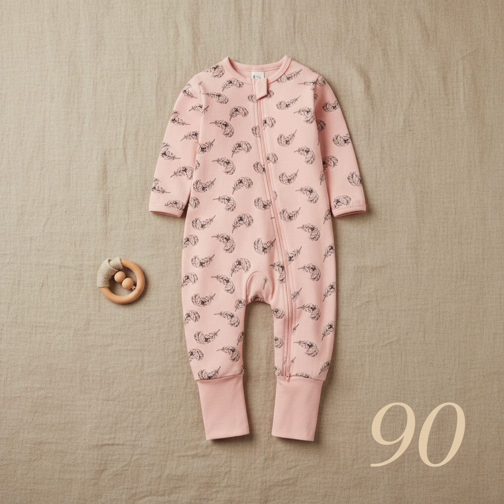 pyjama bébé fille PLUMOON™ taille 90 combinaison plume rose flat lay boho