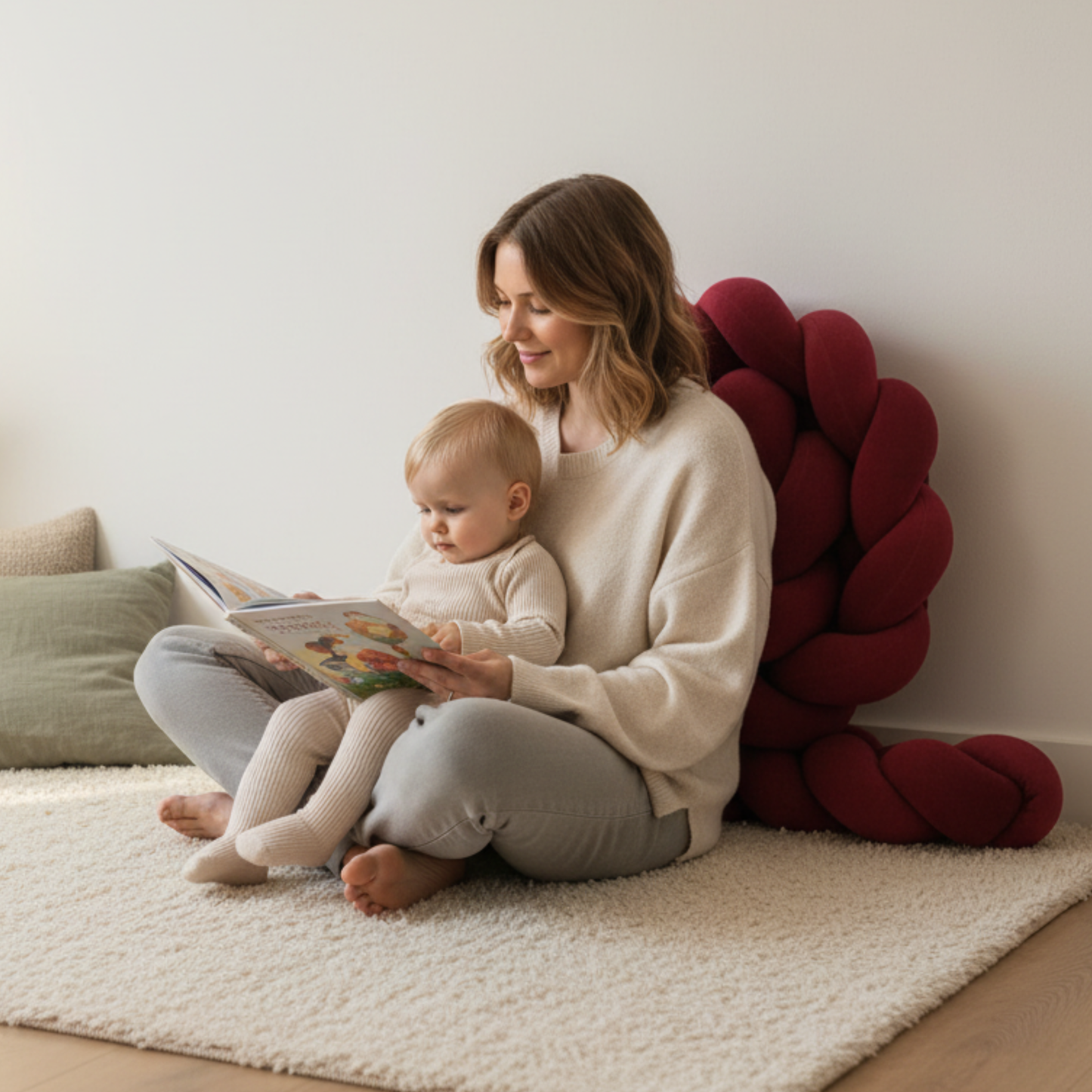 Réducteur de lit CALINCERISE™ – enveloppe bébé dans la douceur moment de lecture 