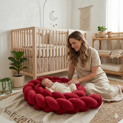Réducteur de lit CALINCERISE™ – tresse rouge bordeaux, accessoire décoratif tendance qui s'adapte à tous les styles