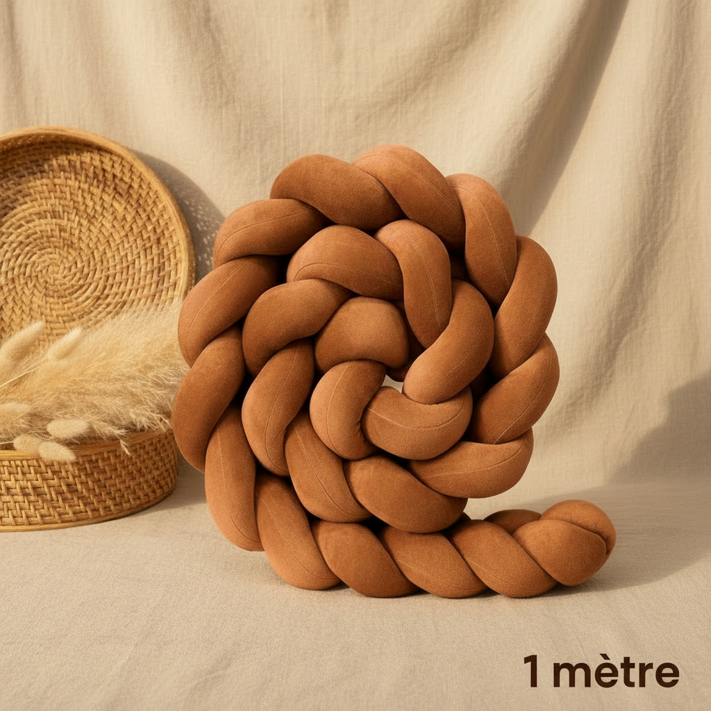 Réducteur de lit CANELIT™ – tresse caramel boho 1 mètre