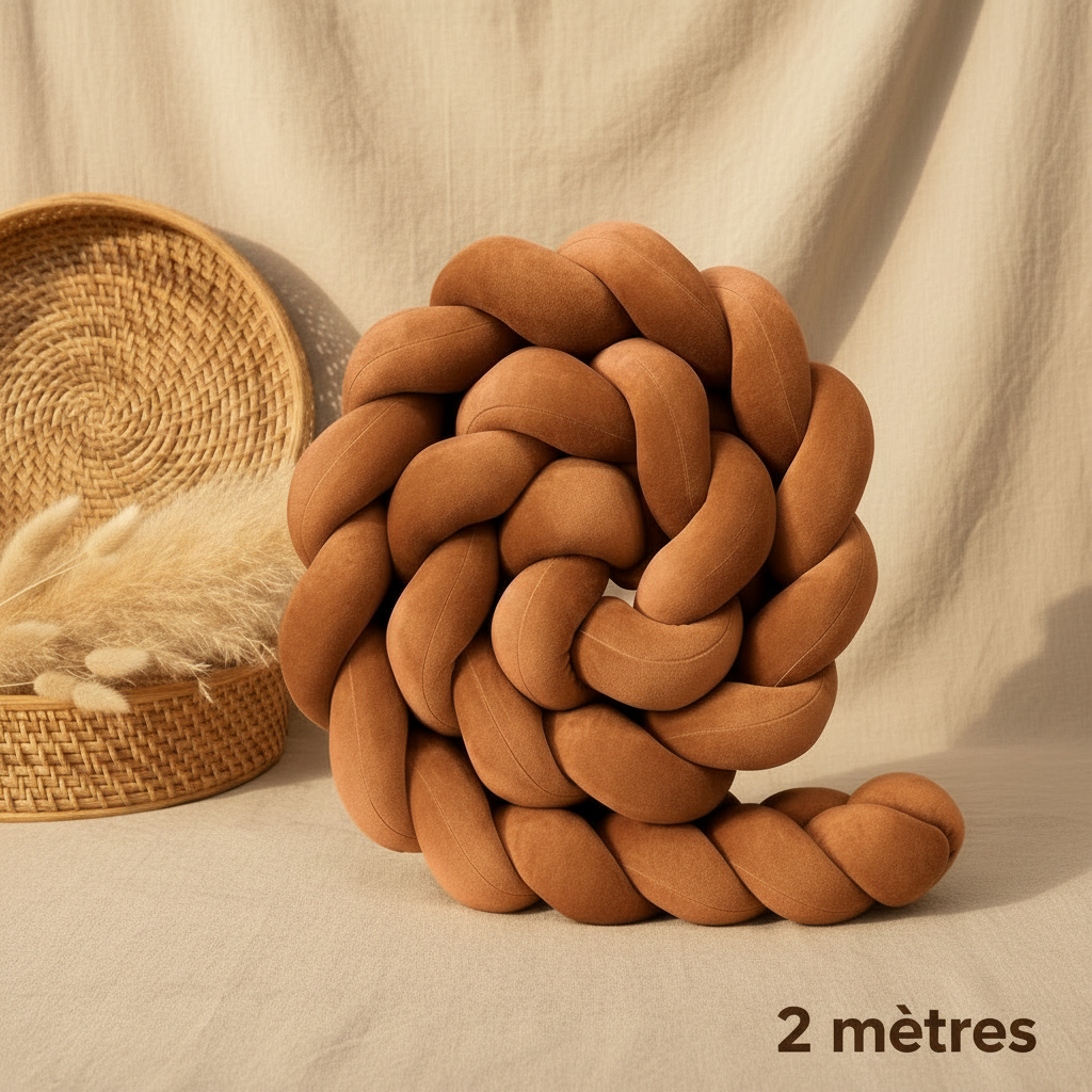 Réducteur de lit CANELIT™ – tresse caramel boho 2 mètres