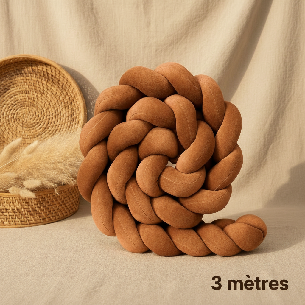 Réducteur de lit CANELIT™ – tresse caramel boho 3 mètres