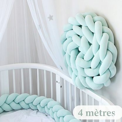 Réducteur de lit doux MINTO™ – confort peau à peau sans chaleur, coton frais bébé, 4 mètres