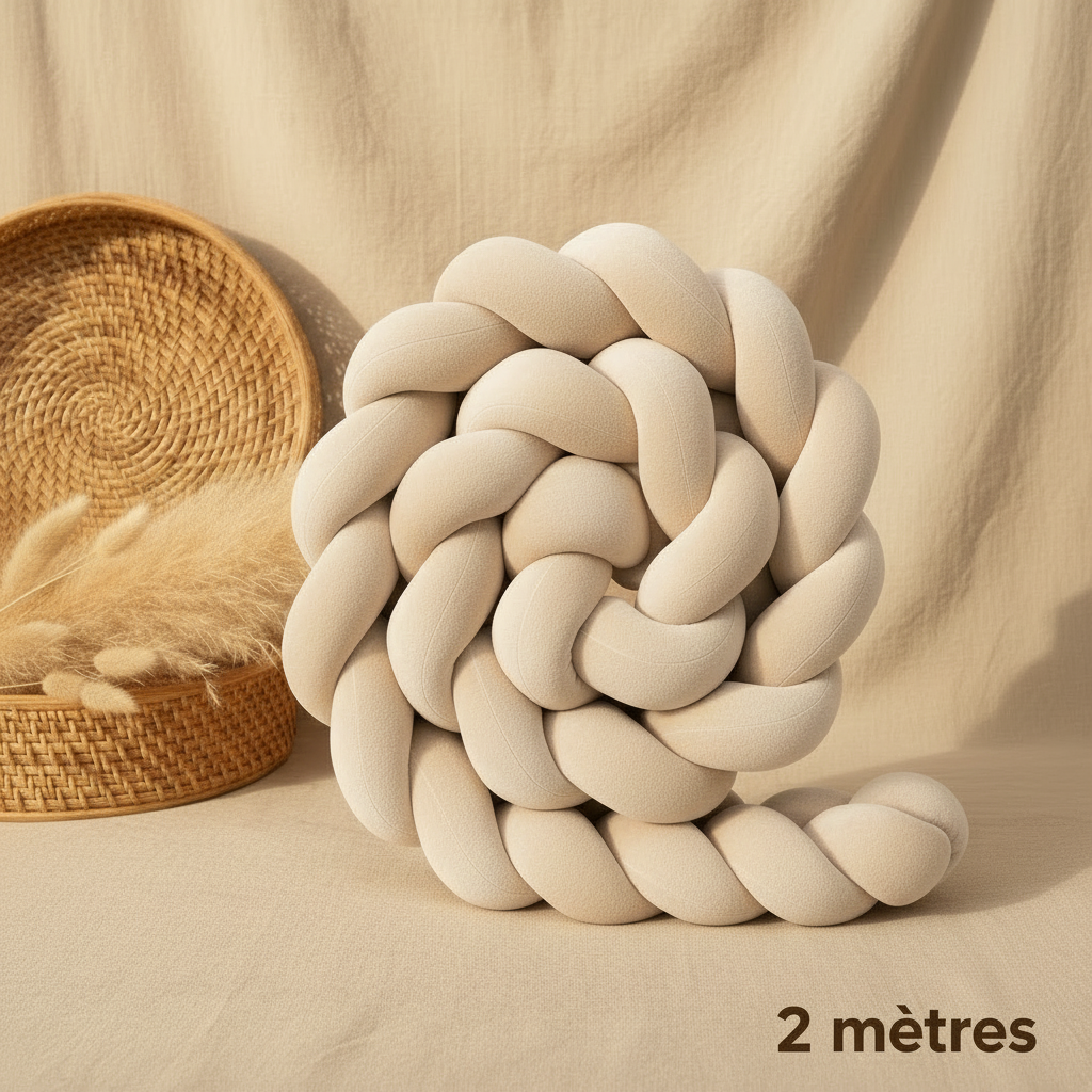 Réducteur de lit VELOUTÉ™ – velour ultra-doux beige, design boho-nordique, 2 mètres