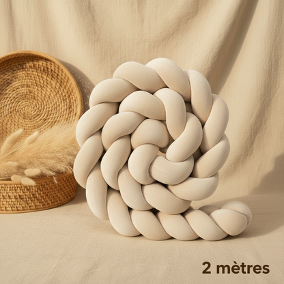 Réducteur de lit VELOUTÉ™ – velour ultra-doux beige, design boho-nordique, 2 mètres