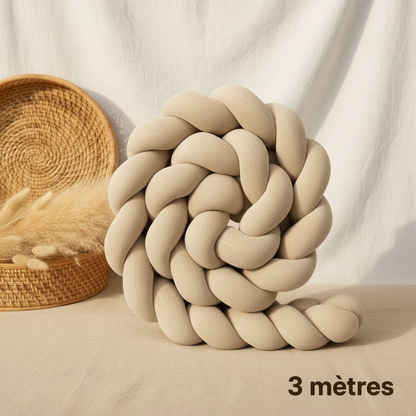Réducteur de lit VELOUTÉ™ – velour ultra-doux beige, design boho-nordique, 3 mètres