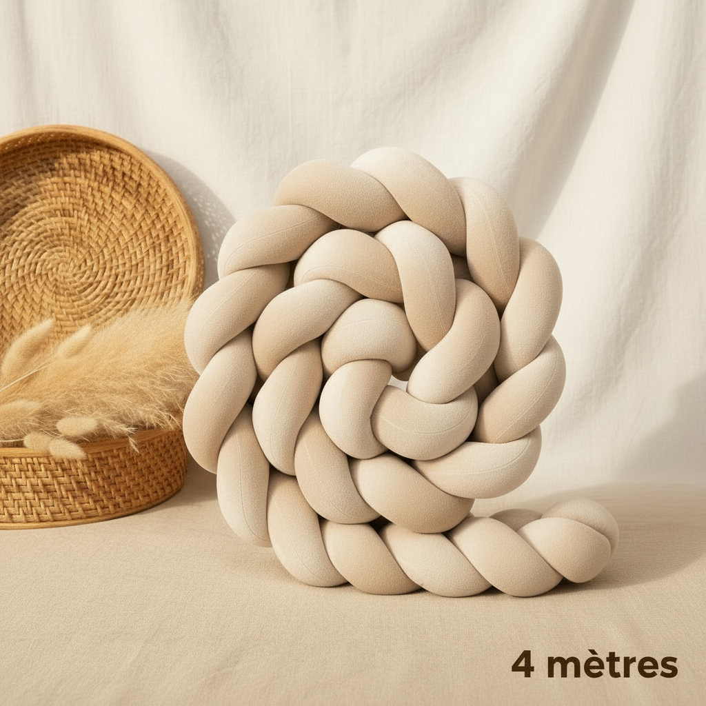 Réducteur de lit VELOUTÉ™ – velour ultra-doux beige, design boho-nordique, 4 mètres
