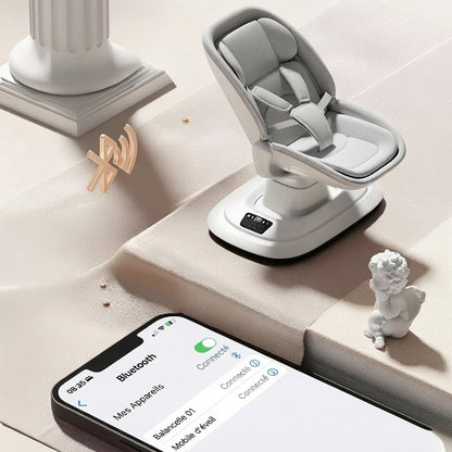 Transat pour bébé connecté Bluetooth avec mobile d'éveil et contrôle par application.