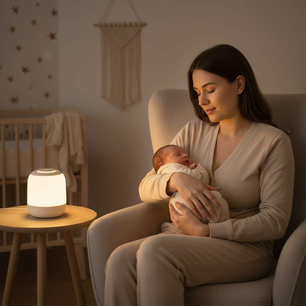 Veilleuse de nuit idéale pour l'allaitement nocturne dans une chambre de bébé.