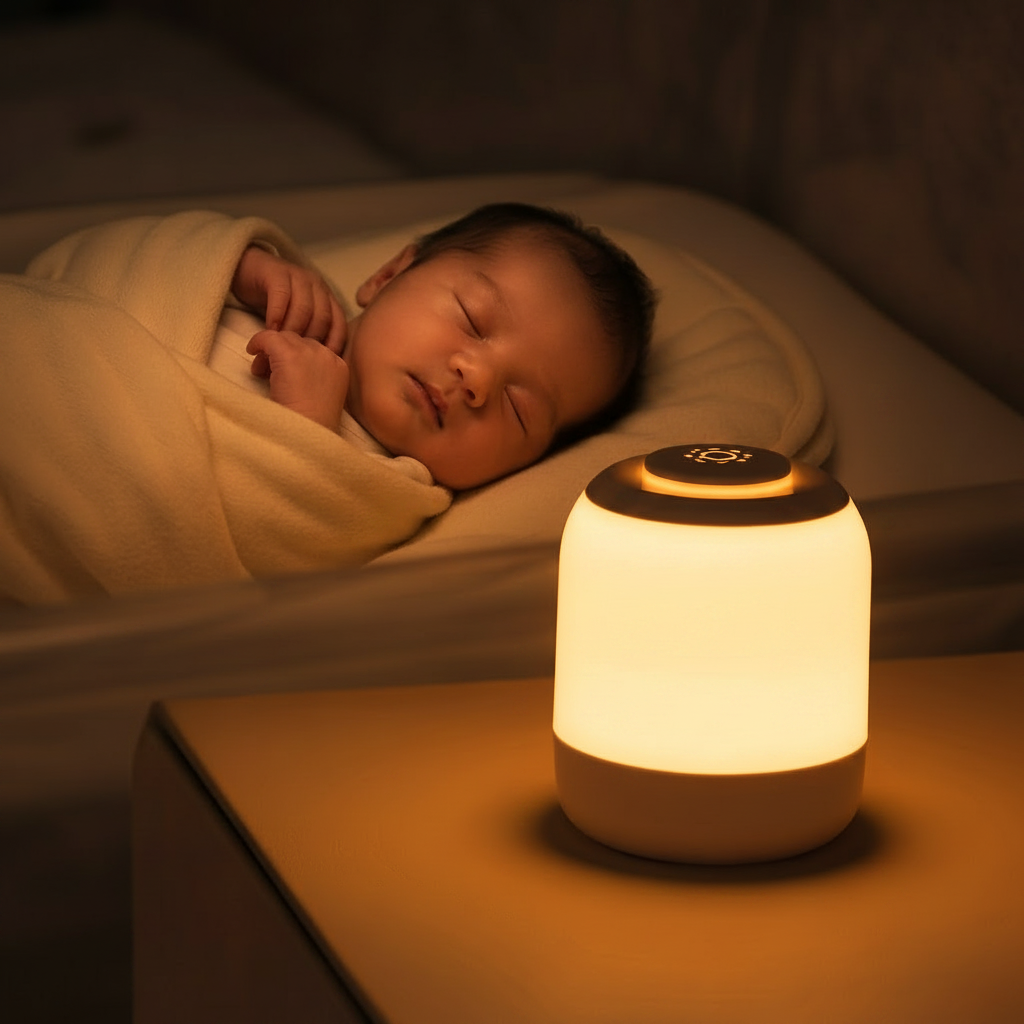 Veilleuse de nuit favorisant le sommeil paisible d'un bébé.