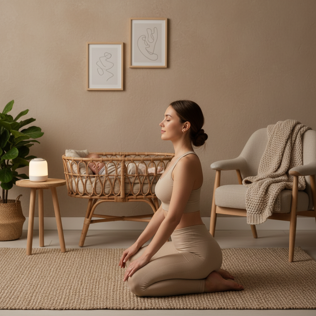Veilleuse de nuit créant une atmosphère relaxante pour une séance de yoga.